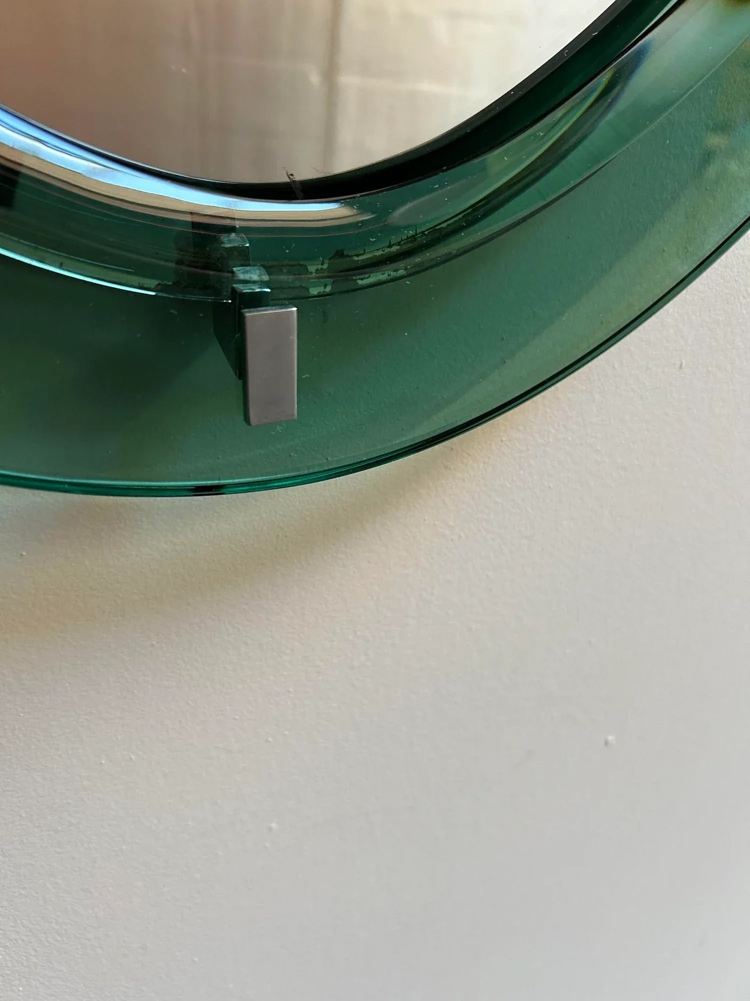 Pair of Vintage Italian Green Glass Teardrop Form Wall Mirrors by Cristal Arte - 6