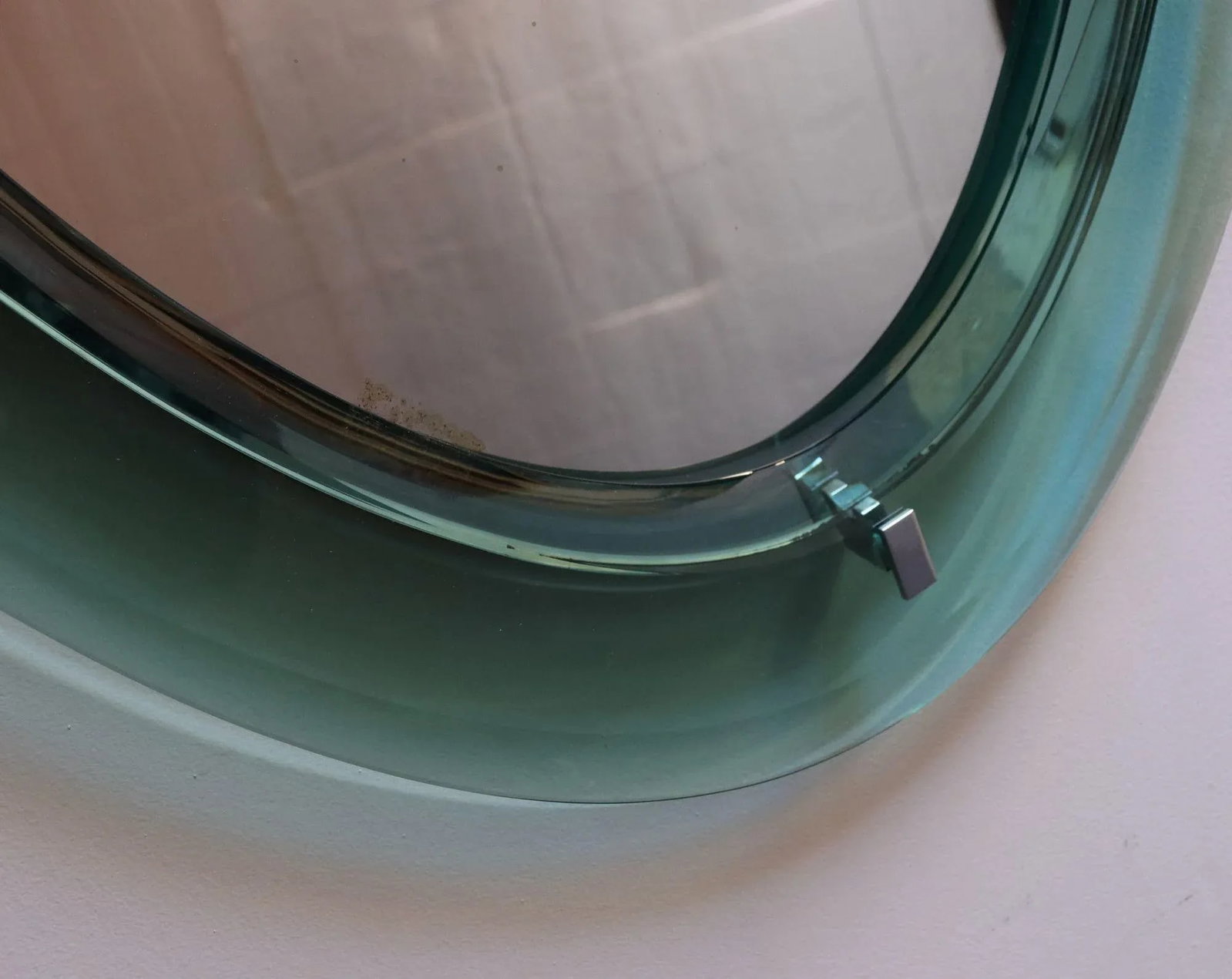 Pair of Vintage Italian Green Glass Teardrop Form Wall Mirrors by Cristal Arte - 7