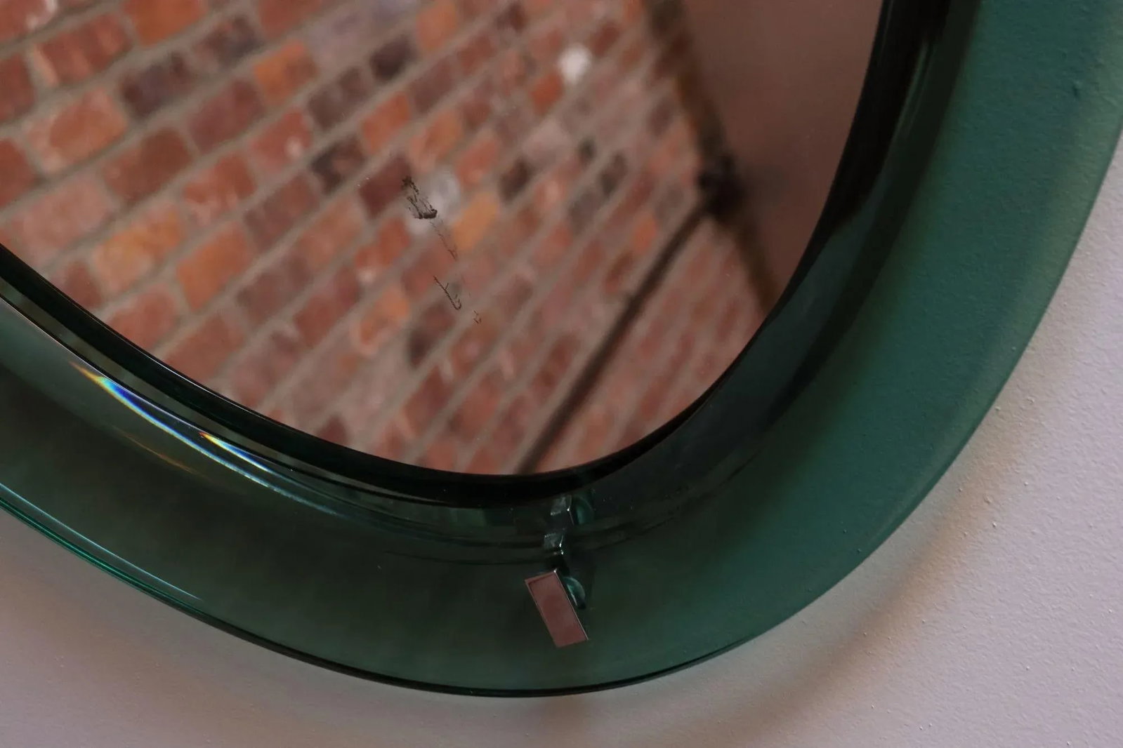 Pair of Vintage Italian Green Glass Teardrop Form Wall Mirrors by Cristal Arte - 8