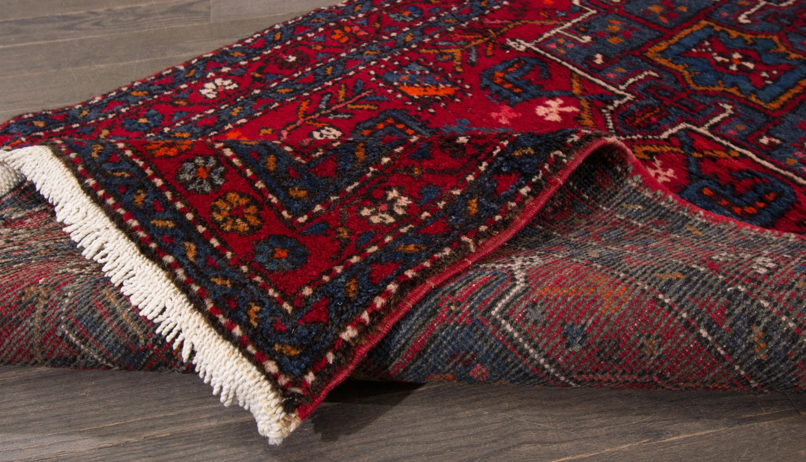 Red Vintage Persian Heriz Wool Runner - 2