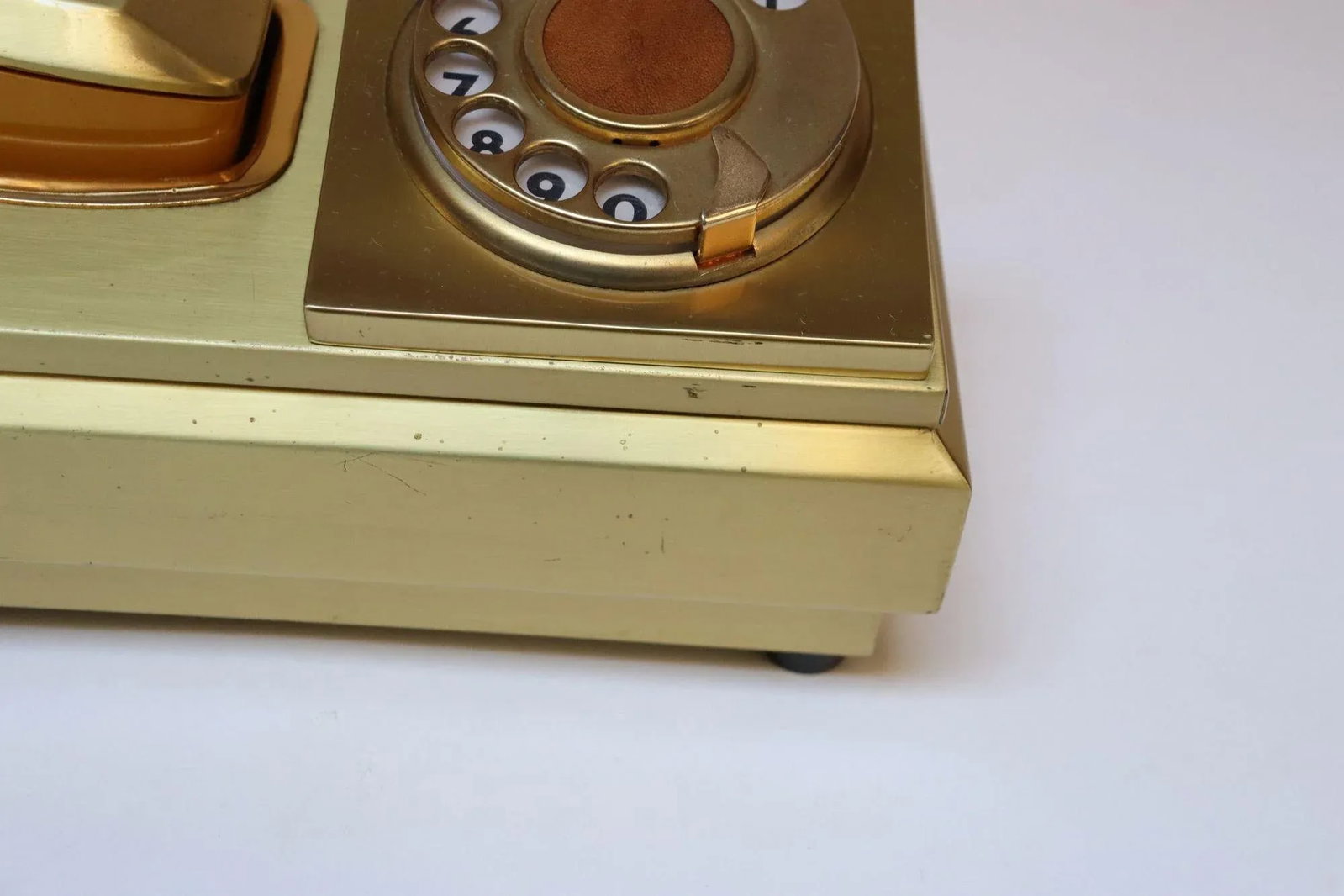 Vintage Italian Modernist Gold Aluminum Rotary Telephone by Cr Telefonia - 10