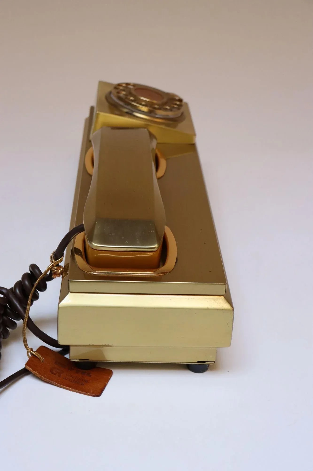 Vintage Italian Modernist Gold Aluminum Rotary Telephone by Cr Telefonia - 6