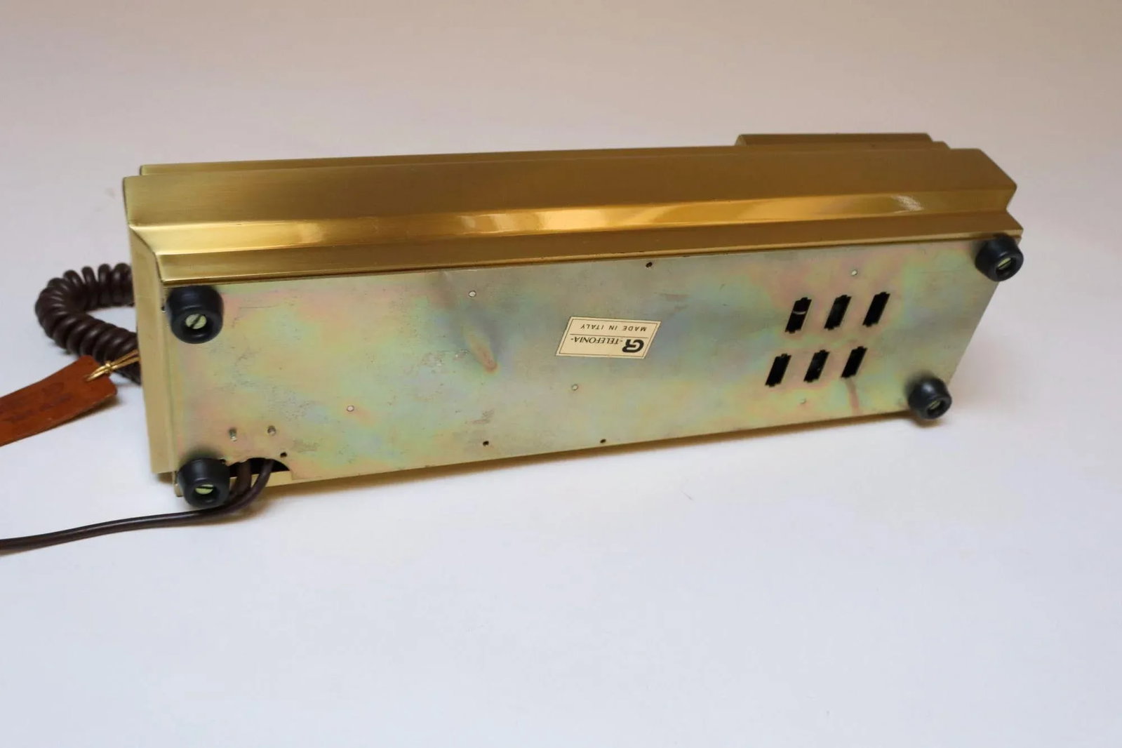Vintage Italian Modernist Gold Aluminum Rotary Telephone by Cr Telefonia - 9