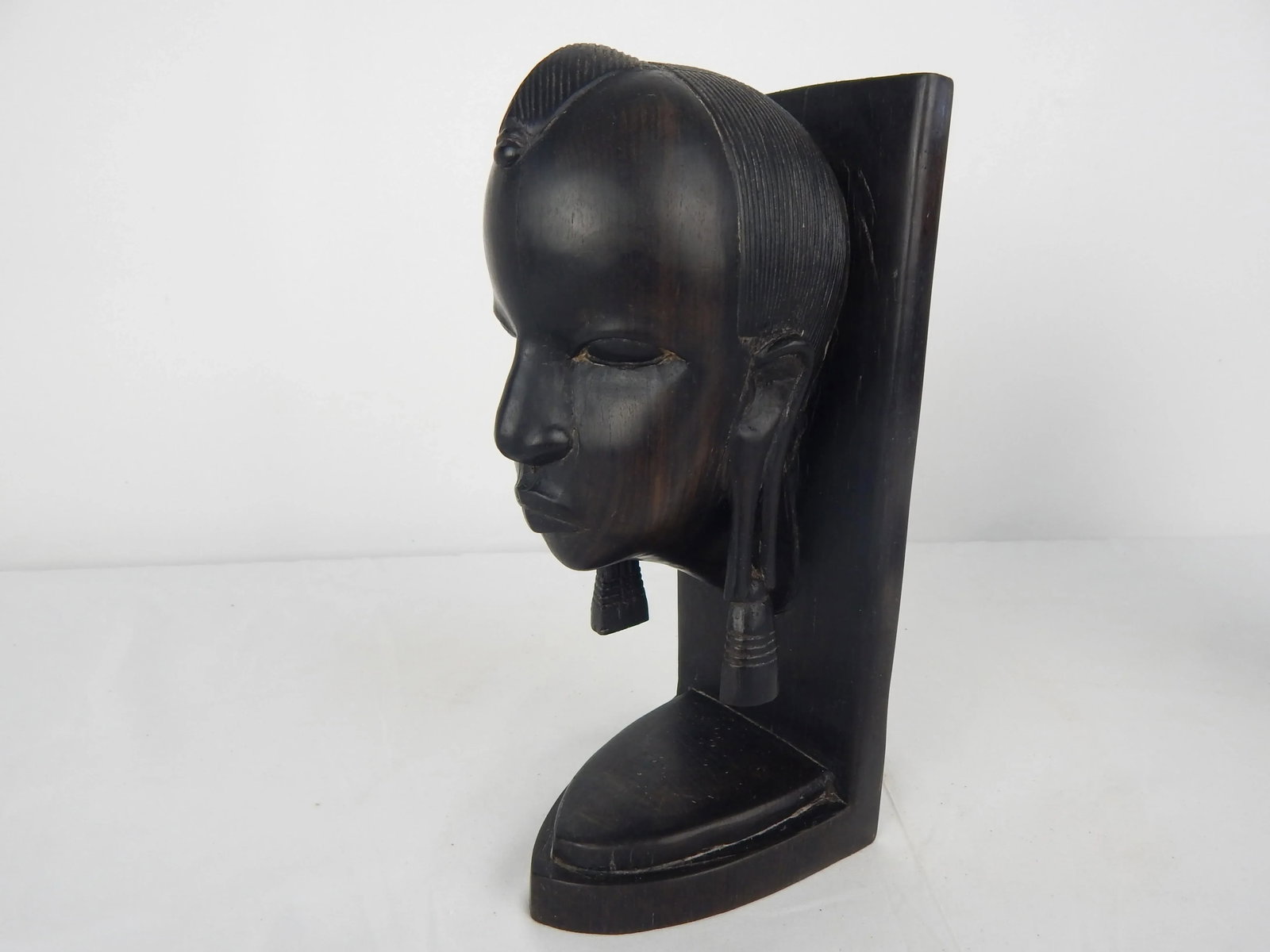 African Ebony Wood Bust Bookends - a Pair - 10