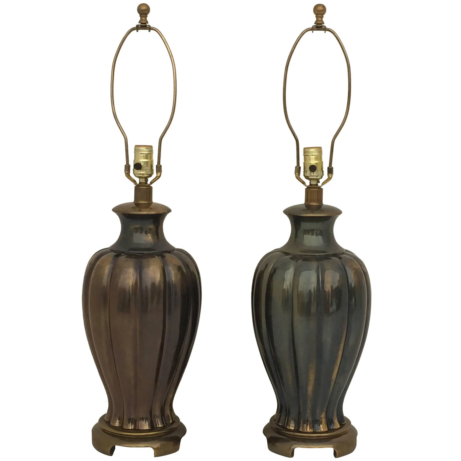 Ginger Jar Lamps in Vintage Bronze Finish - a Pair - 8