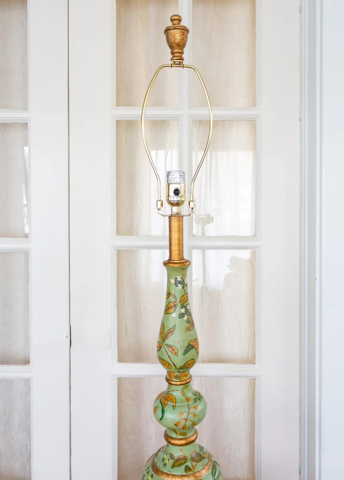 Mint Green Hand Painted Botanical Floral Lamp - 12