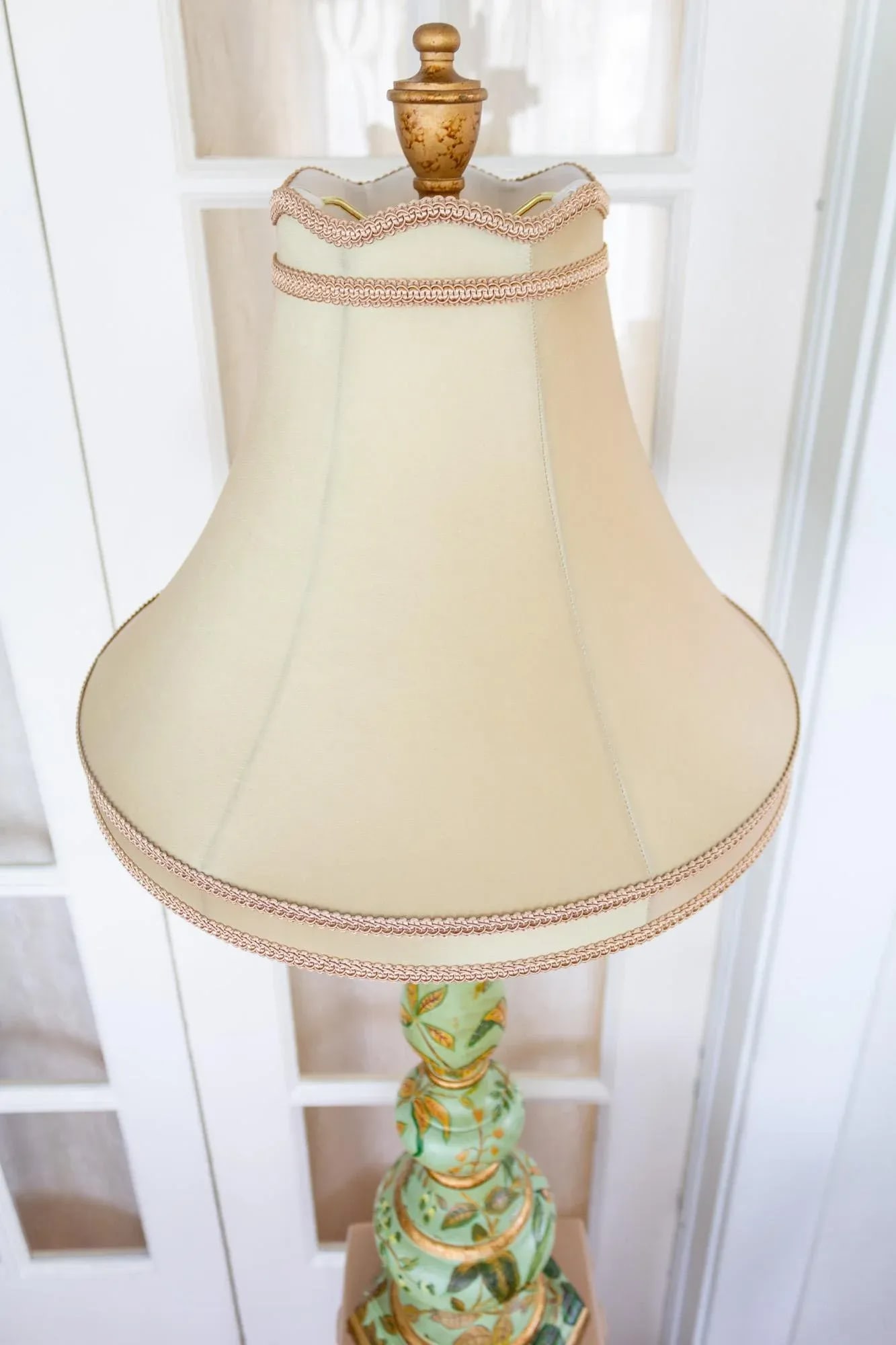 Mint Green Hand Painted Botanical Floral Lamp - 4
