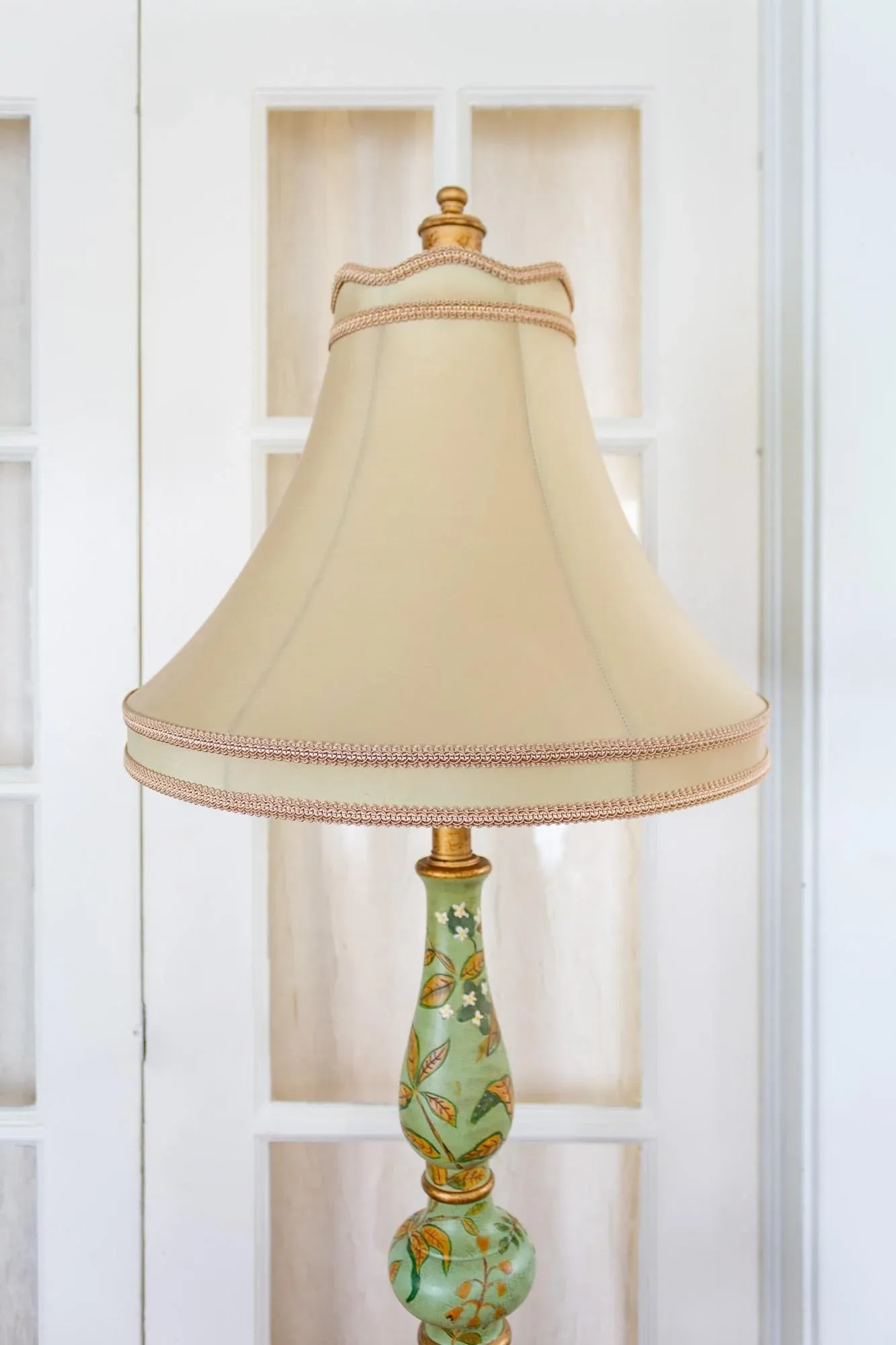 Mint Green Hand Painted Botanical Floral Lamp - 6