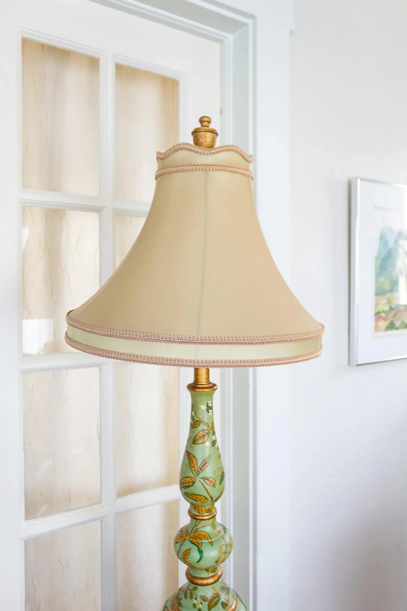 Mint Green Hand Painted Botanical Floral Lamp - 8