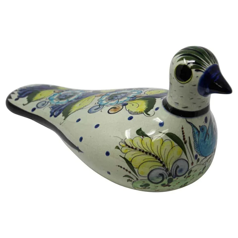 Tonala Folk Art Bird Mexican Hand Painted Colorful Pottery 1960s - 10
