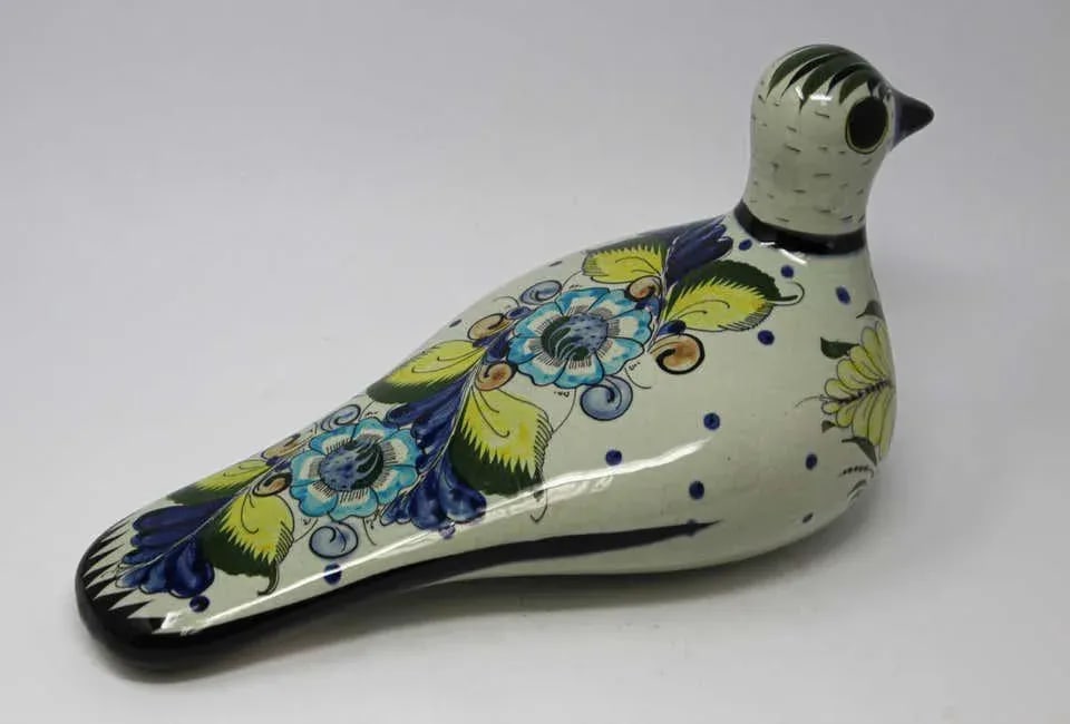 Tonala Folk Art Bird Mexican Hand Painted Colorful Pottery 1960s - 3