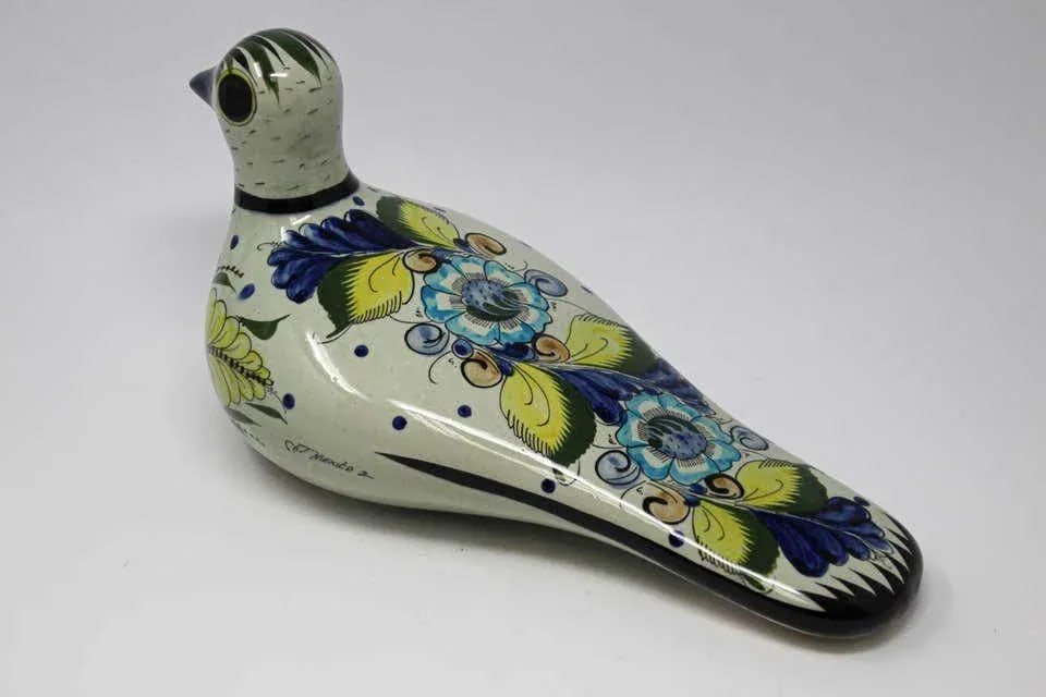 Tonala Folk Art Bird Mexican Hand Painted Colorful Pottery 1960s - 6