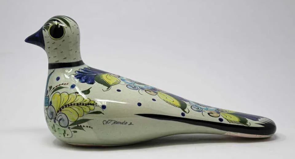 Tonala Folk Art Bird Mexican Hand Painted Colorful Pottery 1960s - 7