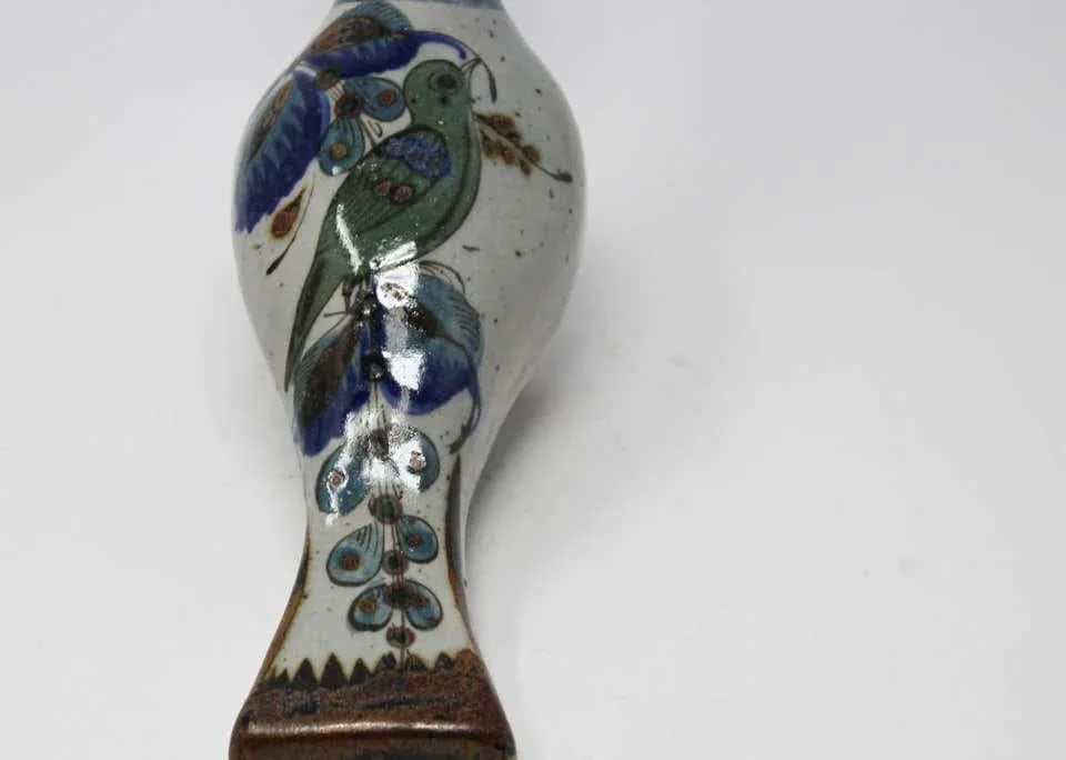 Mexican Tonala Hand Painted Colorful Pottery Dove - 2