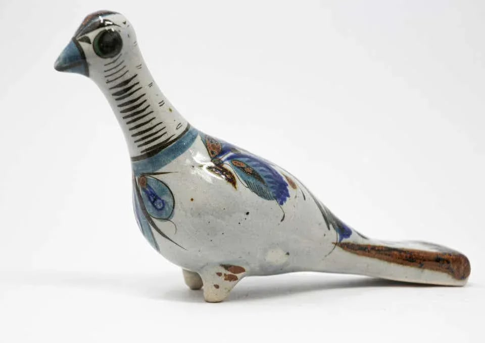 Mexican Tonala Hand Painted Colorful Pottery Dove - 3