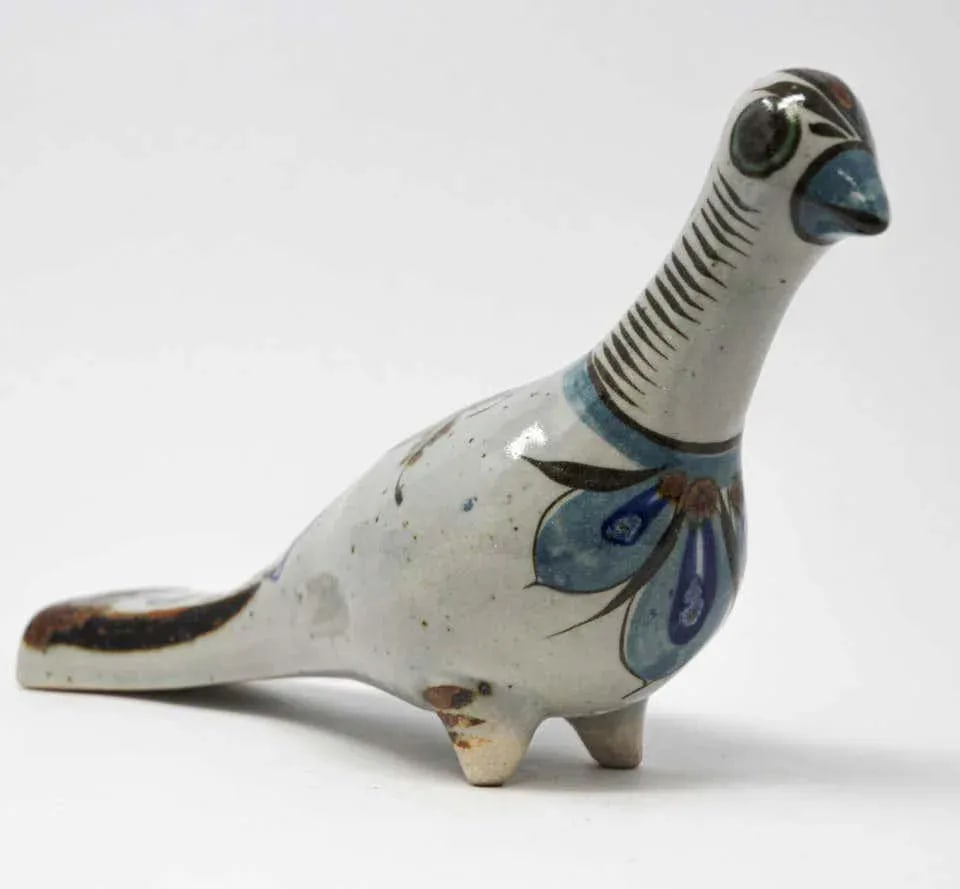 Mexican Tonala Hand Painted Colorful Pottery Dove - 5