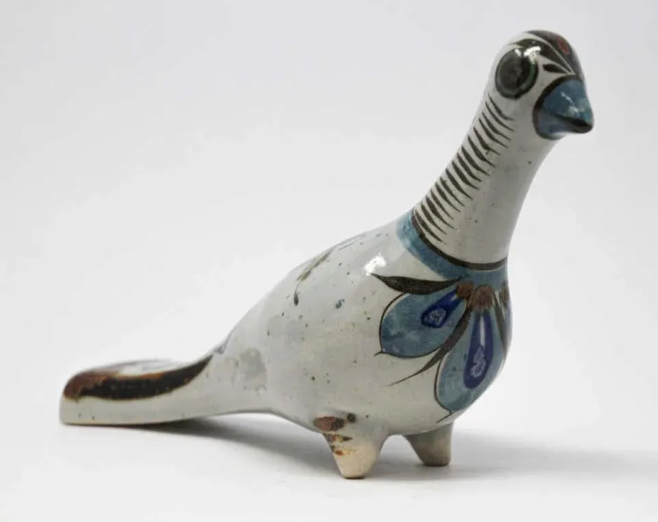 Mexican Tonala Hand Painted Colorful Pottery Dove - 6