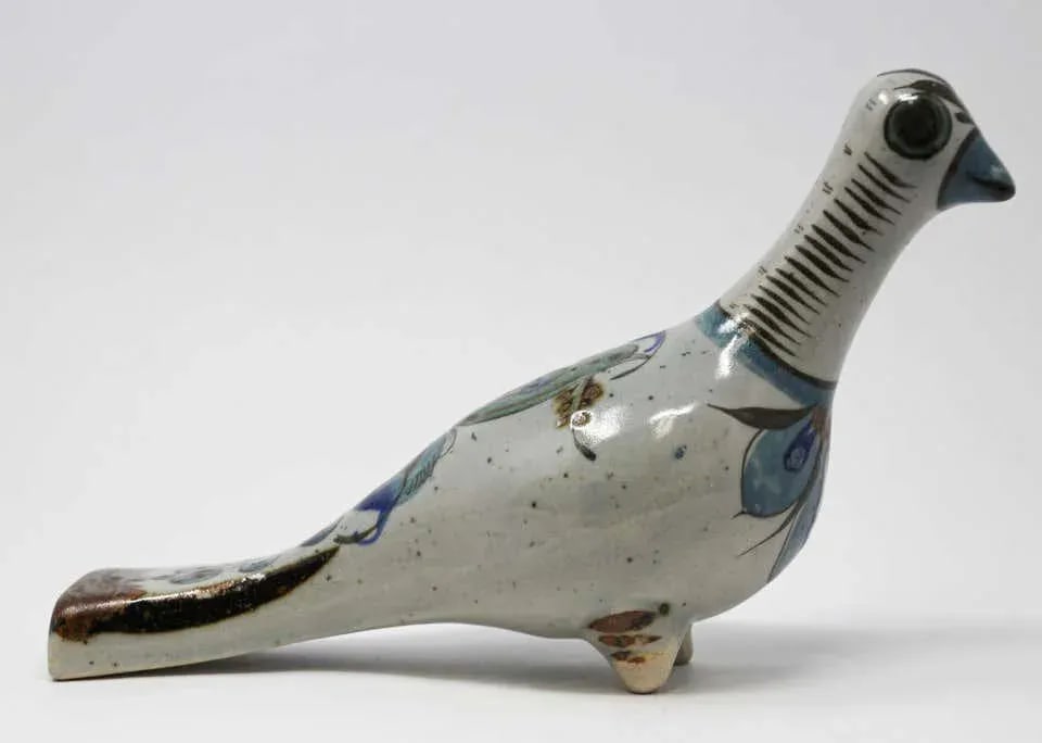 Mexican Tonala Hand Painted Colorful Pottery Dove - 9