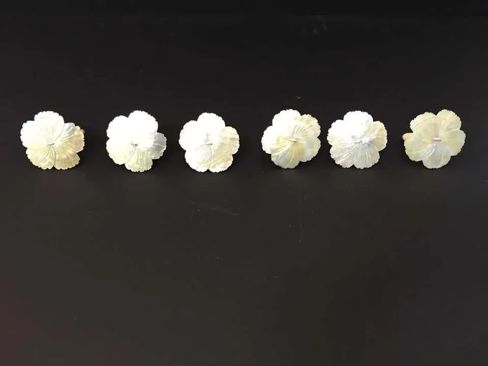 Handcrafted Napkin Rings in Natural Capiz Pearl Shell - Set of 6 - 3
