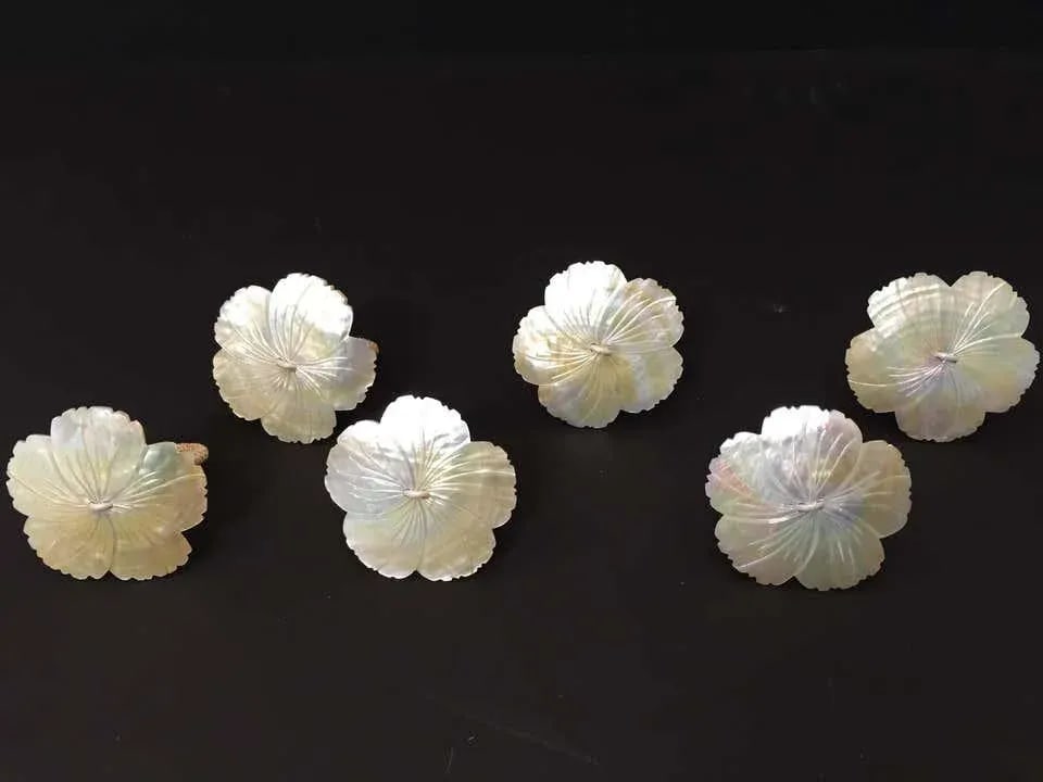 Handcrafted Napkin Rings in Natural Capiz Pearl Shell - Set of 6 - 6