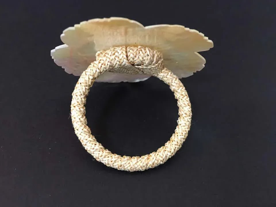Handcrafted Napkin Rings in Natural Capiz Pearl Shell - Set of 6 - 7