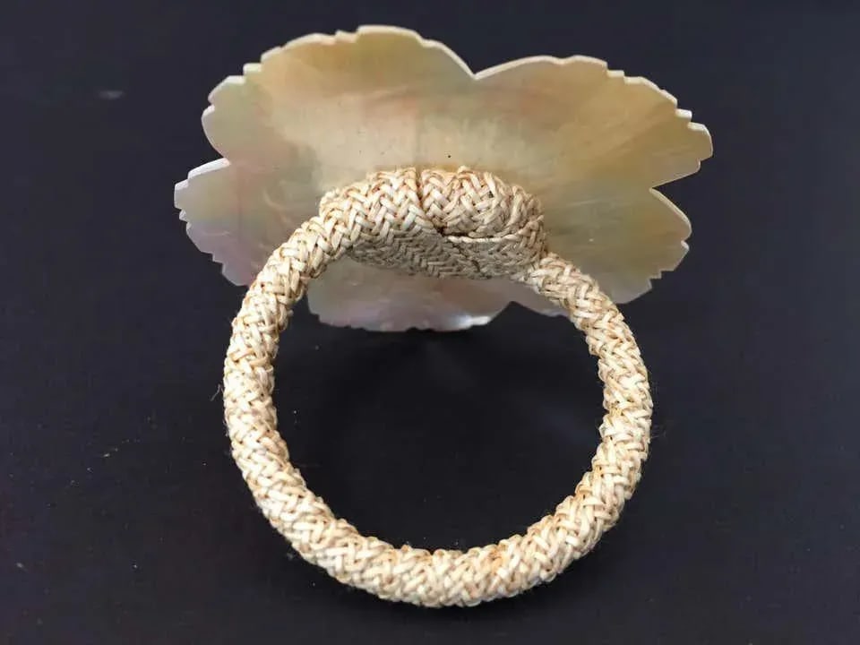 Handcrafted Napkin Rings in Natural Capiz Pearl Shell - Set of 6 - 8