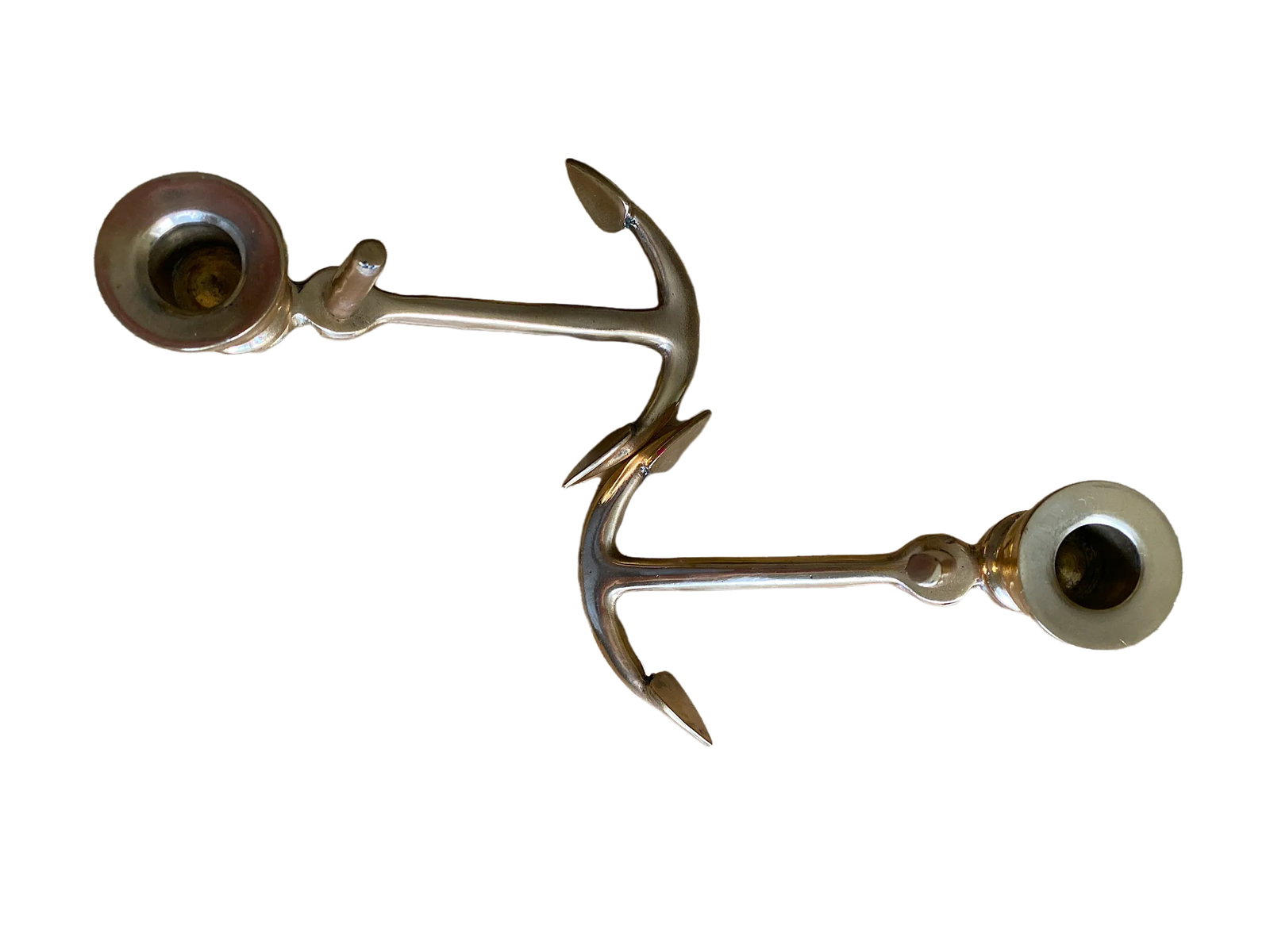 1970s Nautical Brass Anchor Candle Holders - a Pair - 5