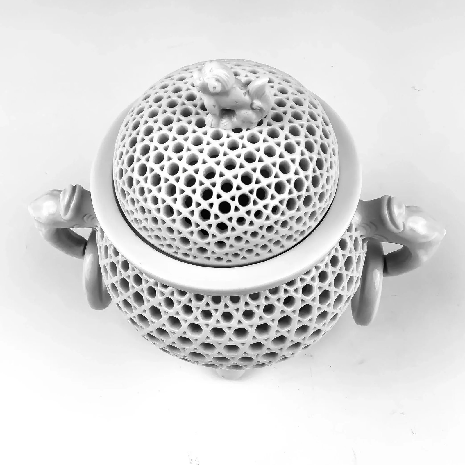 Chinese Covered Incense Burner Dragon Handles - 2