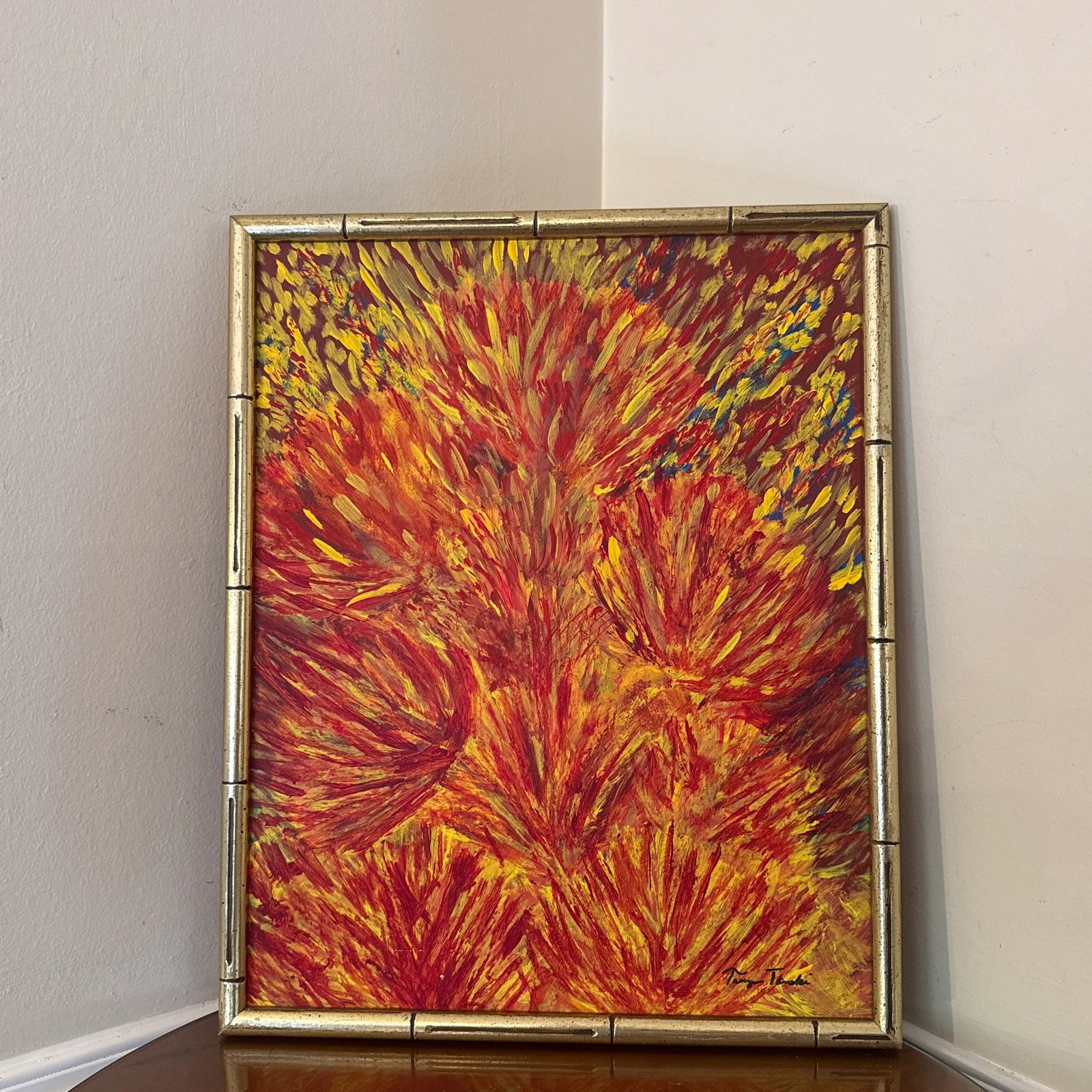 1970s Vintage Abstract Painting on Canvas Signed - 2