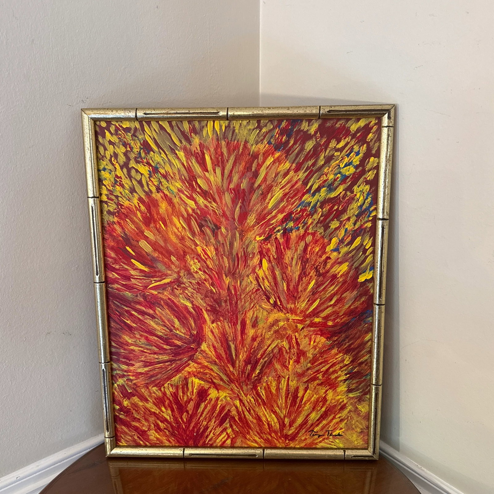 1970s Vintage Abstract Painting on Canvas Signed - 8
