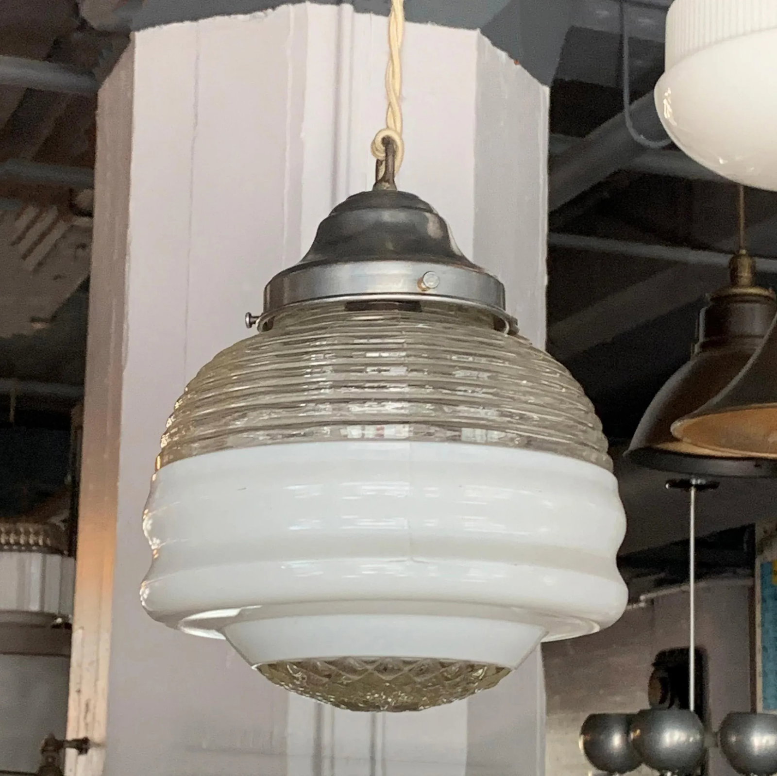 Early 20th Century Art Deco Layered Glass Pendant Light - 2