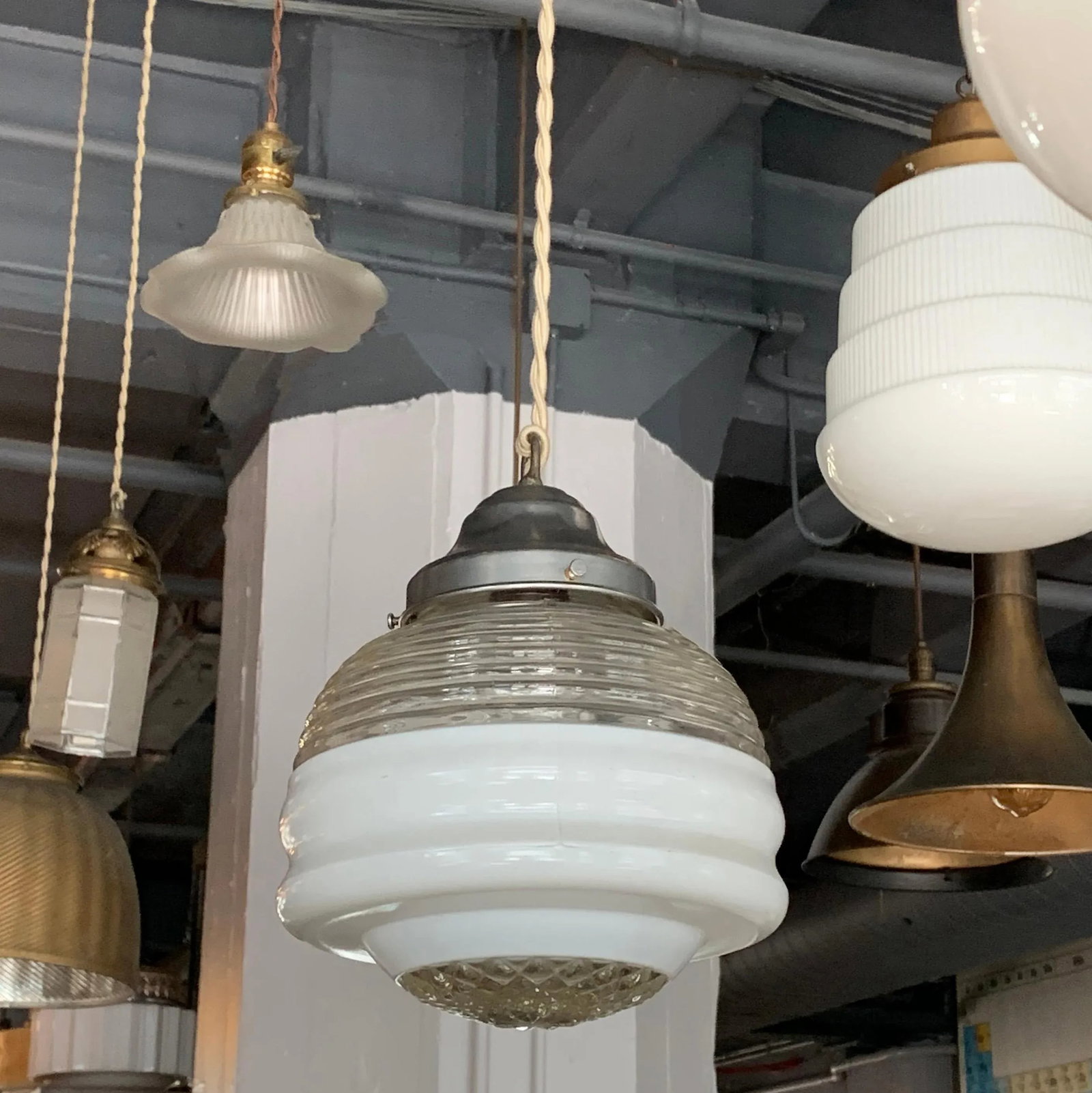 Early 20th Century Art Deco Layered Glass Pendant Light - 3
