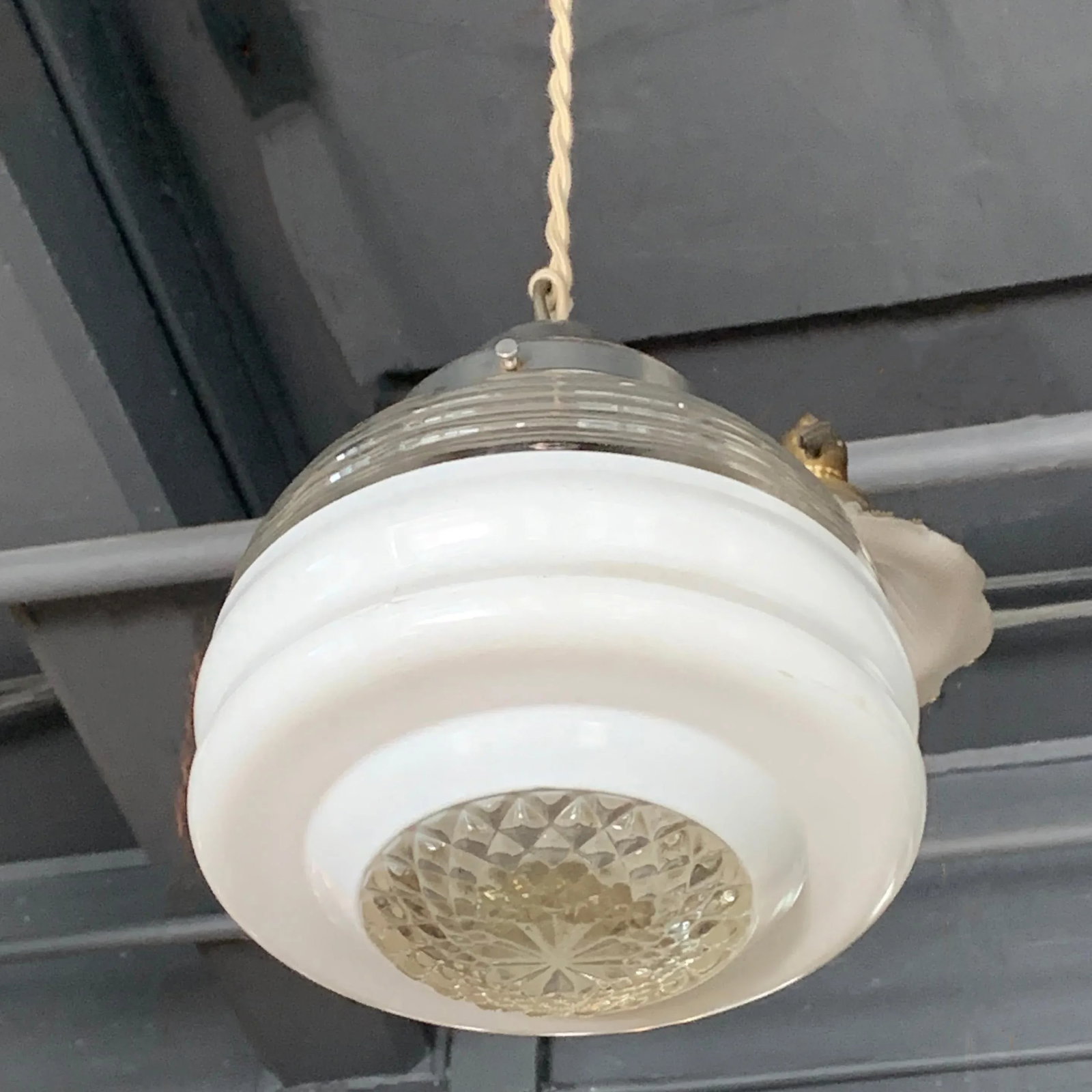 Early 20th Century Art Deco Layered Glass Pendant Light - 5