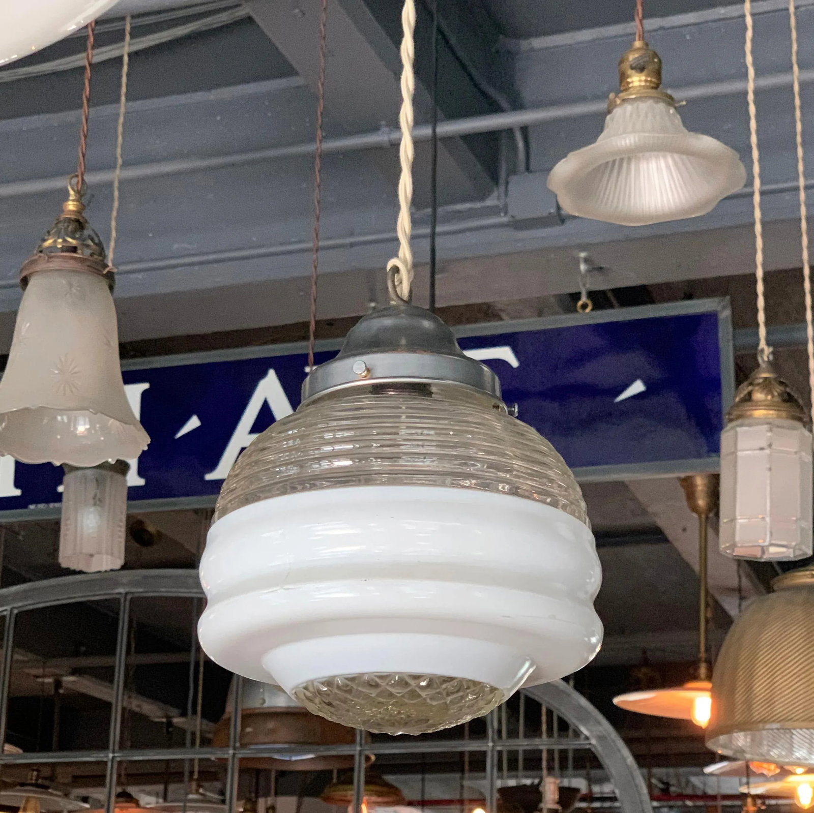 Early 20th Century Art Deco Layered Glass Pendant Light - 6
