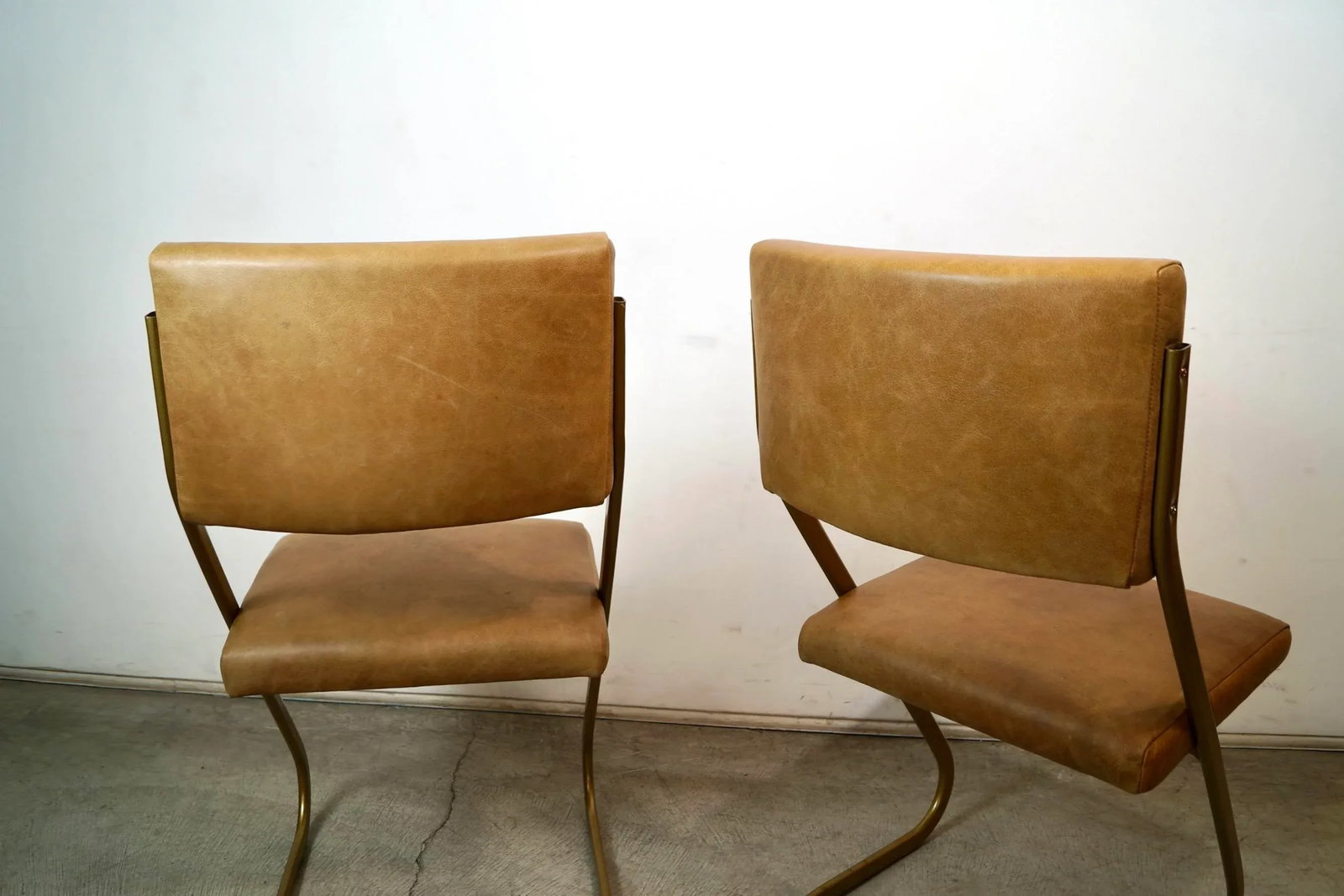 1980's Postmodern Cantilever Leather Dining Chairs - A Pair - 10