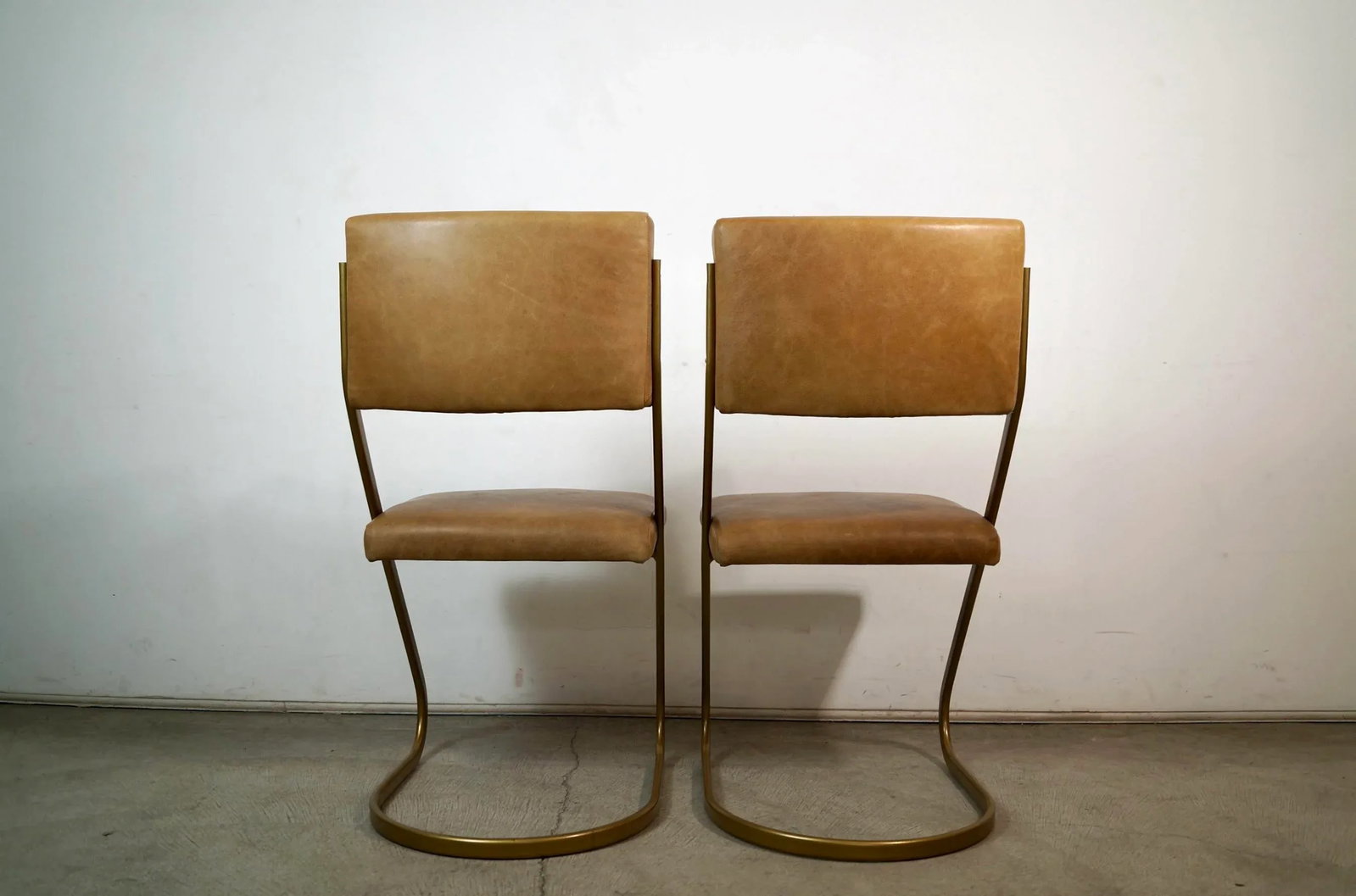 1980's Postmodern Cantilever Leather Dining Chairs - A Pair - 4