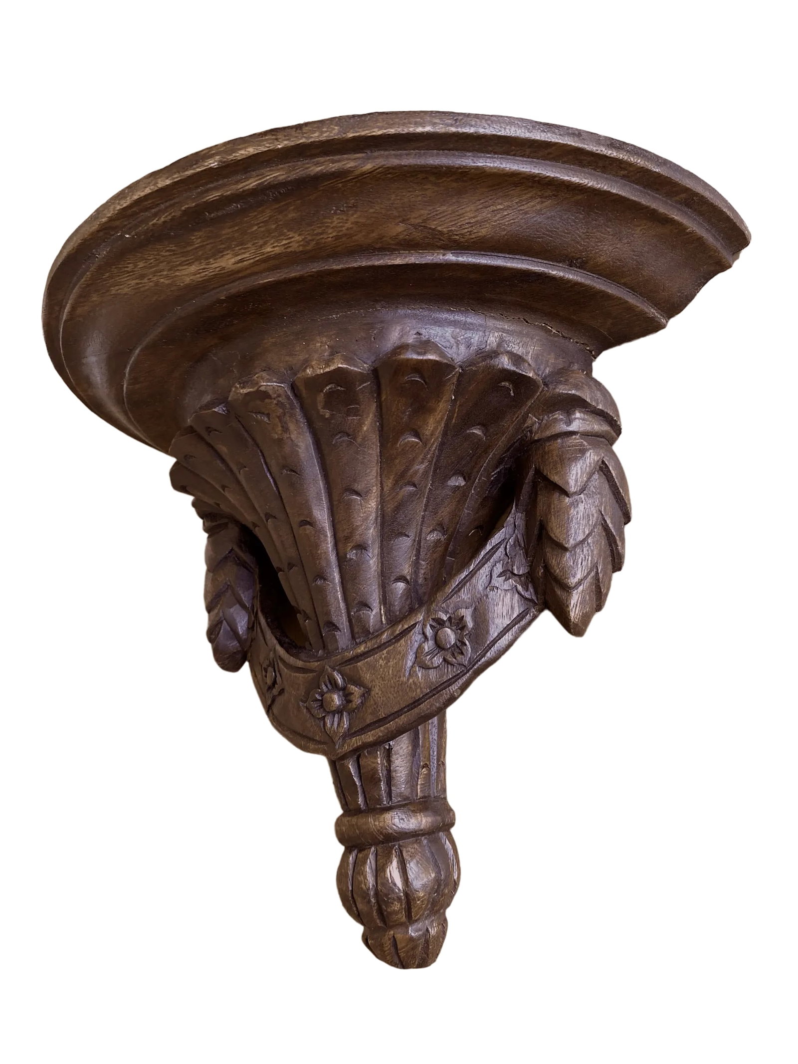 1970s Hand Carved Georgian Regency Style English Oak Wall Bracket - 2