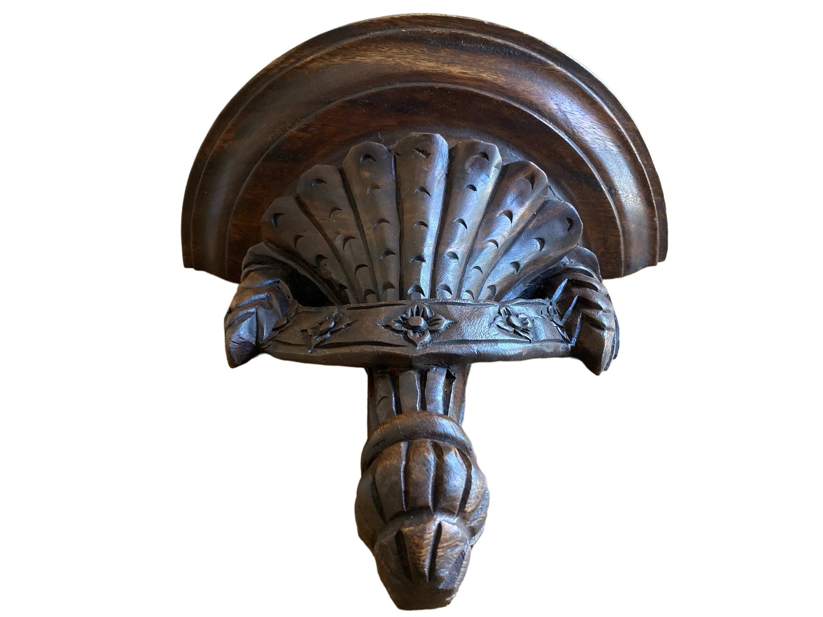 1970s Hand Carved Georgian Regency Style English Oak Wall Bracket - 4