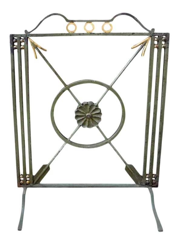 French Art Deco Neoclassical Style Wrought Iron Fireplace Screen With Arrows, Circa. 1930 (1 of 9)