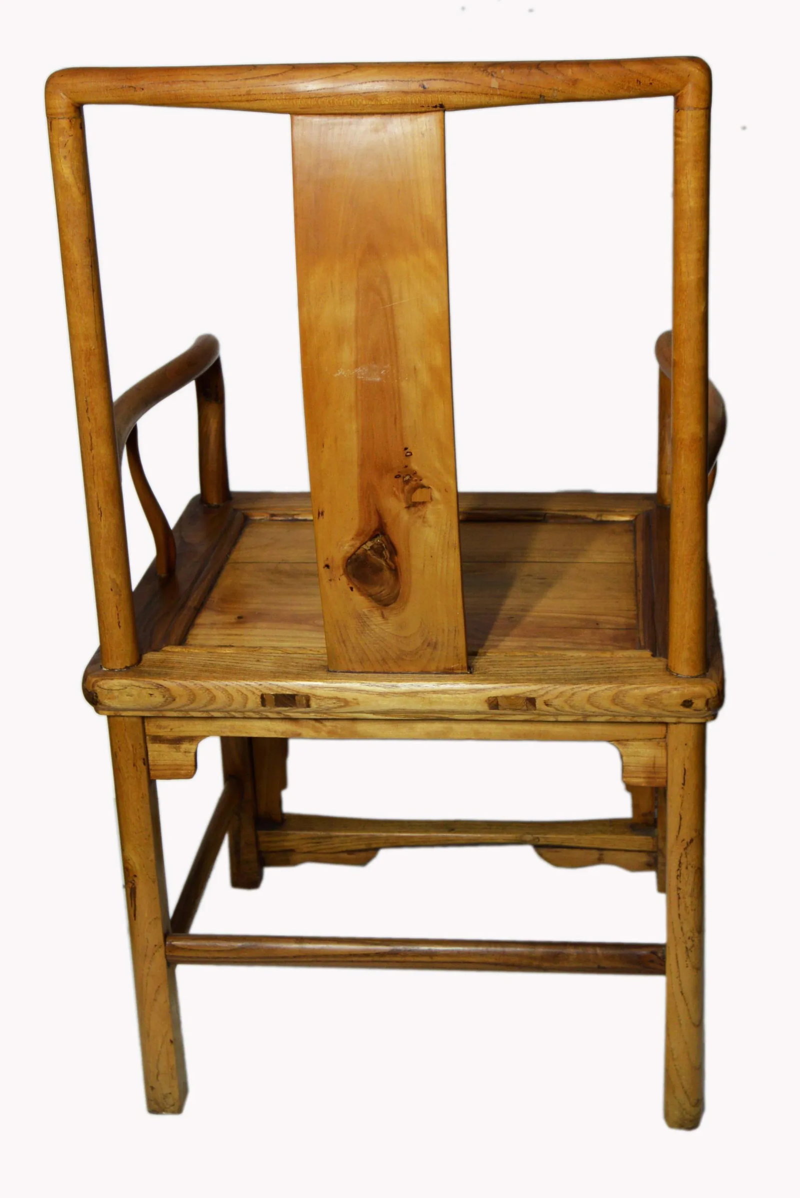 Chinese Yumu Wood Chair With Hand-Carved Medallion and Greek Key - 6