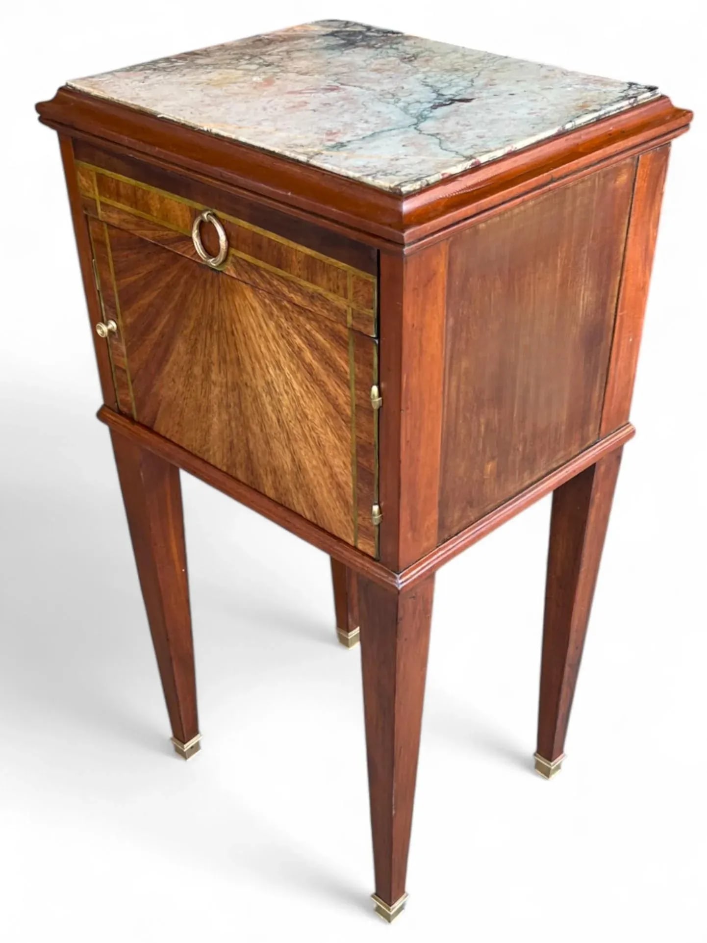 1920s French Bedside Table in Mahogany & Fruitwood With Marble Top - 12