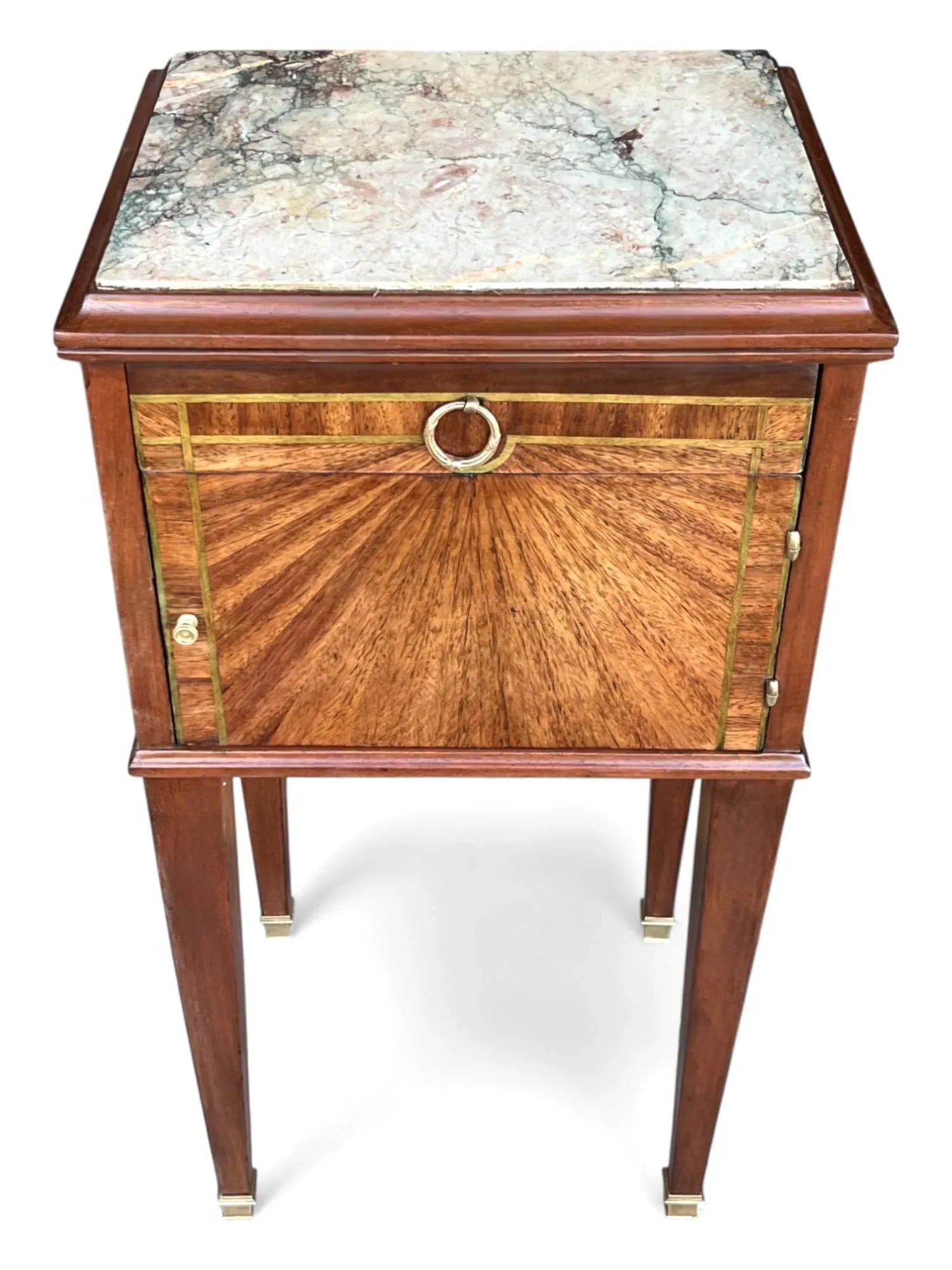 1920s French Bedside Table in Mahogany & Fruitwood With Marble Top - 3