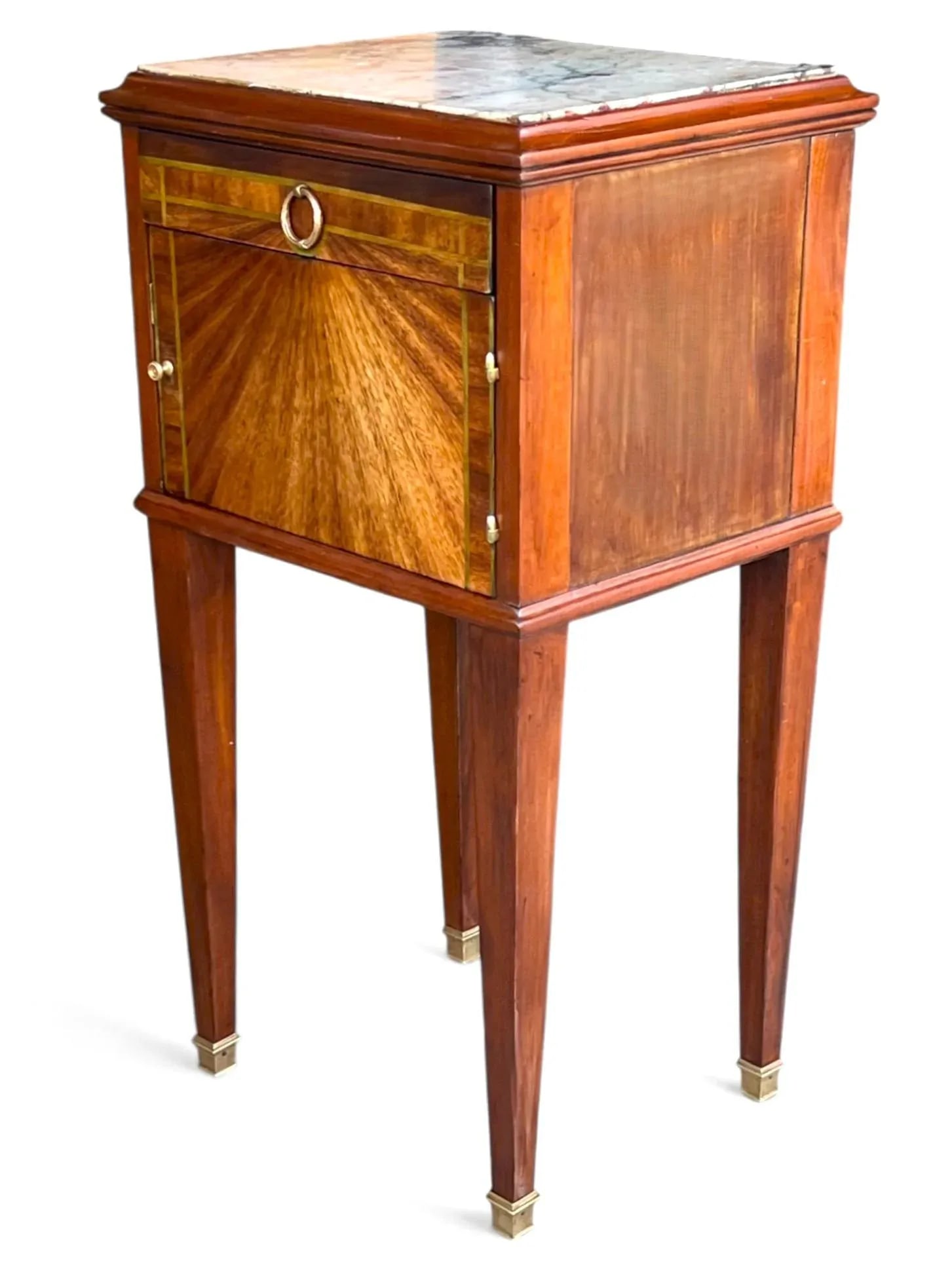 1920s French Bedside Table in Mahogany & Fruitwood With Marble Top - 6