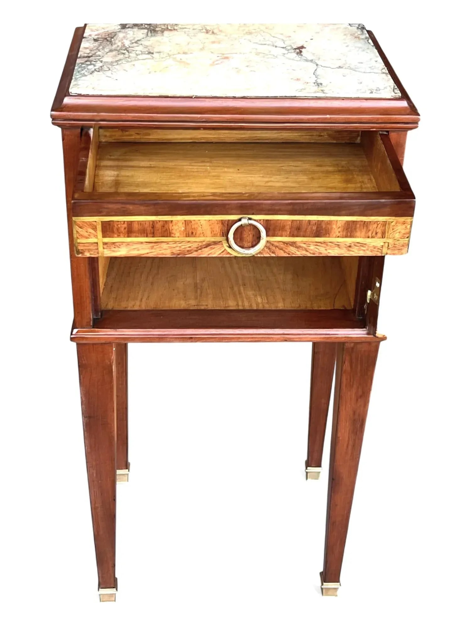 1920s French Bedside Table in Mahogany & Fruitwood With Marble Top - 9