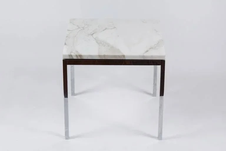 American Knoll-Style Chrome and Marble End Table, Circa 1950 - 2