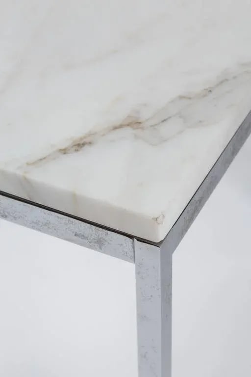 American Knoll-Style Chrome and Marble End Table, Circa 1950 - 3