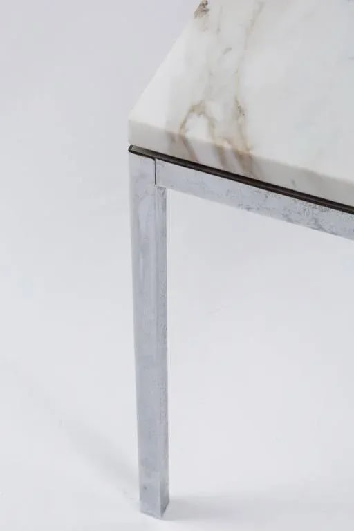 American Knoll-Style Chrome and Marble End Table, Circa 1950 - 4