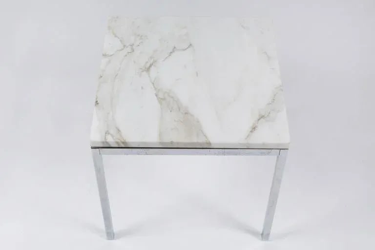 American Knoll-Style Chrome and Marble End Table, Circa 1950 - 5