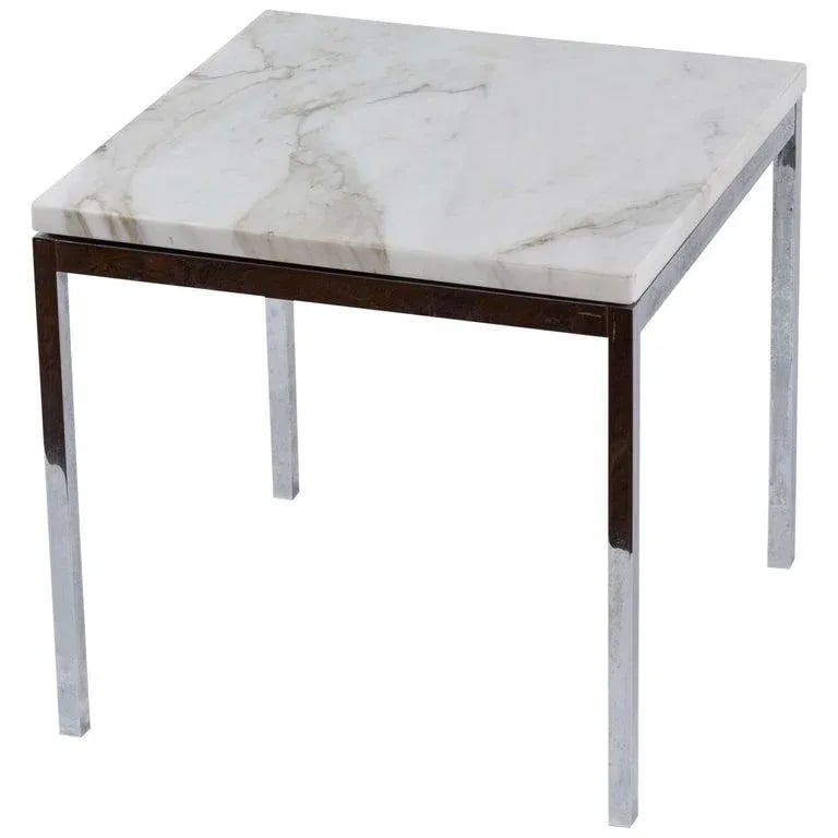 American Knoll-Style Chrome and Marble End Table, Circa 1950 - 6