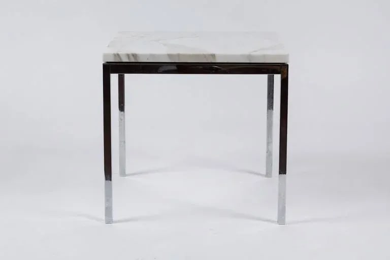 American Knoll-Style Chrome and Marble End Table, Circa 1950 - 7